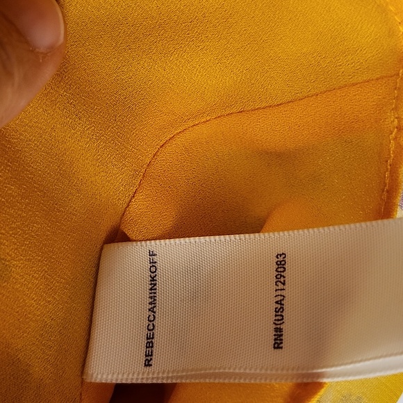 Rebecca Minkoff XXS ruffled short sleeve tie front yellow floral print blouse - Picture 6 of 6